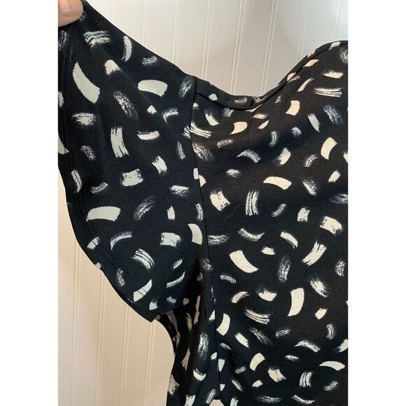 Jules & Leopold Womens 3X Black & White Abstract Print Flutter Sleeve Blouse - Picture 4 of 11